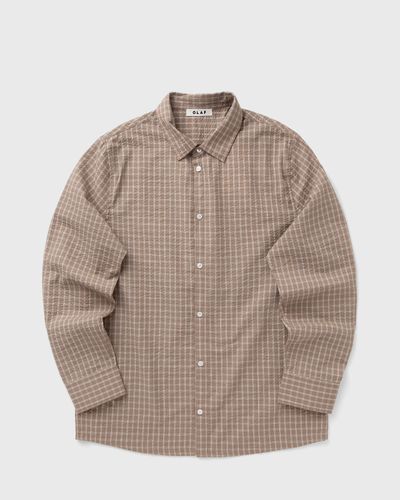 OLAF CHECKED SEERSUCKER LS SHIRT, beige