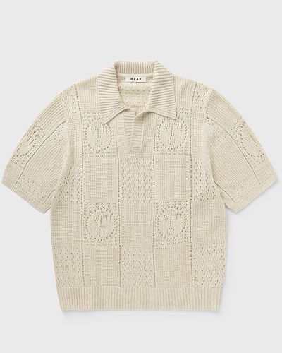 OLAF FACE LOGO KNIT POLO, beige