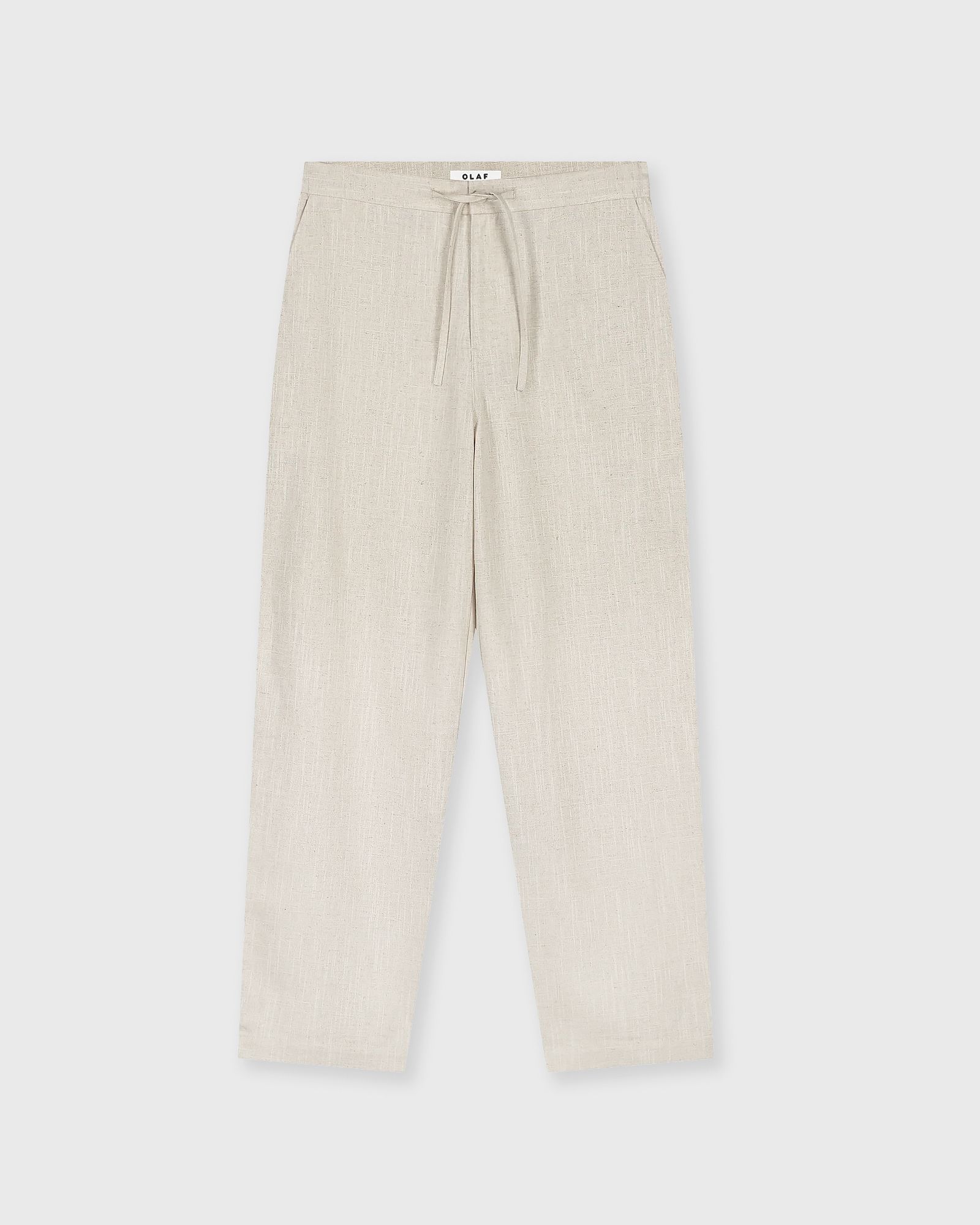 OLAF LINEN BARREL LEG PANTS, beige