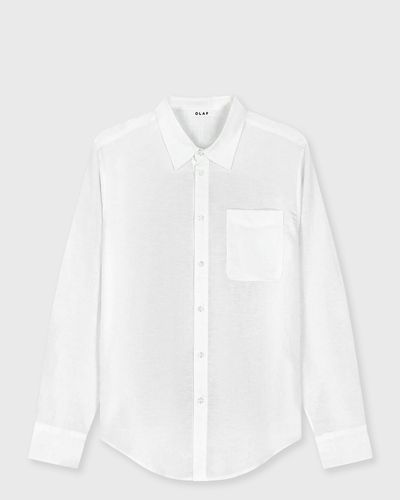 OLAF LINEN BLEND RELAXED SHIRTS, white