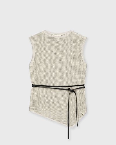 OLAF LINEN OPEN KNIT TOP, beige