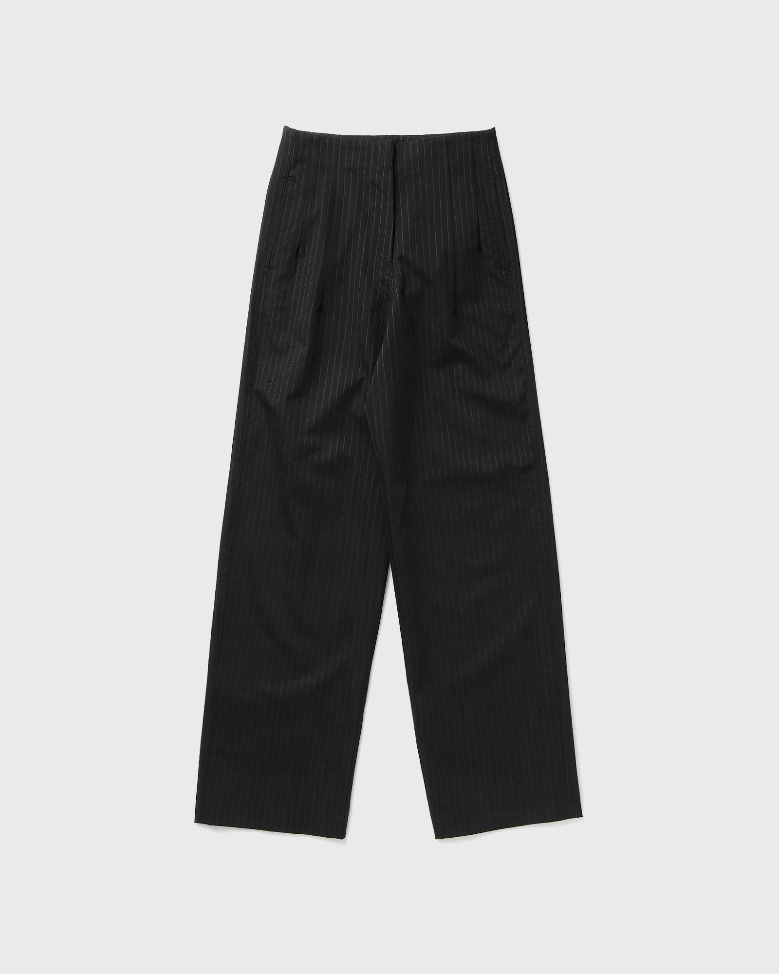 OLAF PINSTRIPE BARREL LEG PANT, black