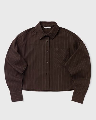 OLAF PINSTRIPE CROPPED SHIRT, brown