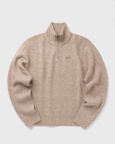 OLAF SIGNATURE KNITTED ZIP MOCK, beige