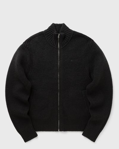 OLAF ZIP THROUGH KNITTED MOCK NECK, black