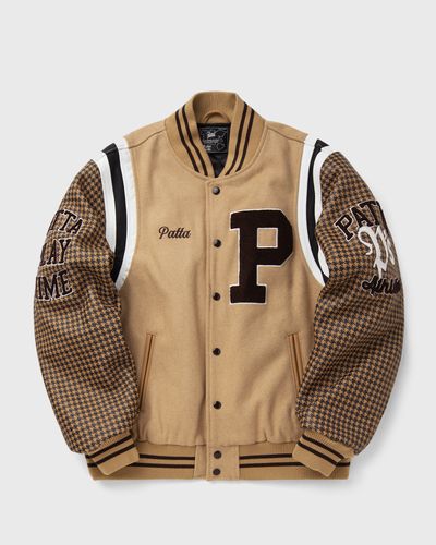 PATTA Patta Athletic P Houndstooth Varsity Jacket, brown