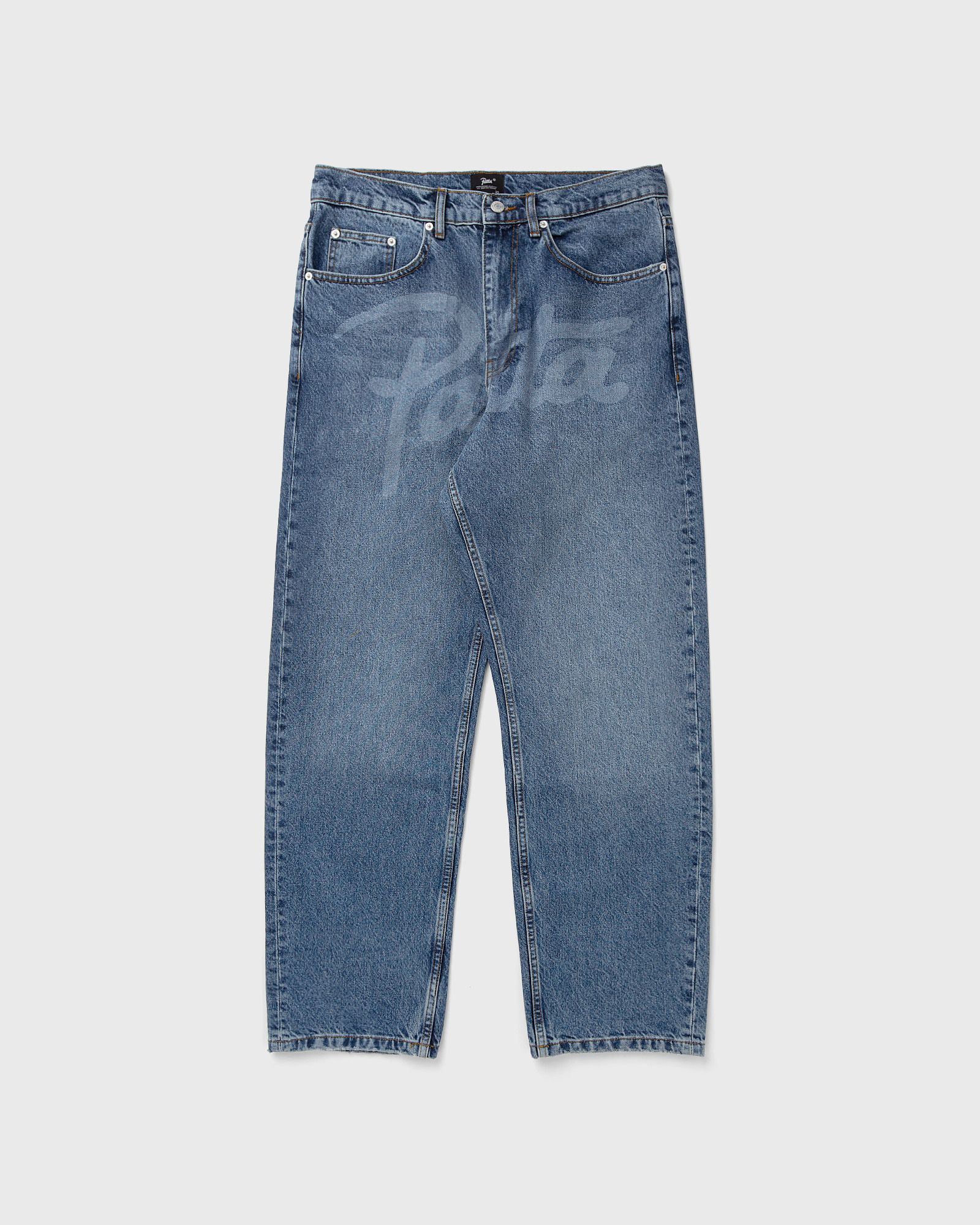 PATTA Patta Laserprint Whiskers Denim Pants, blue