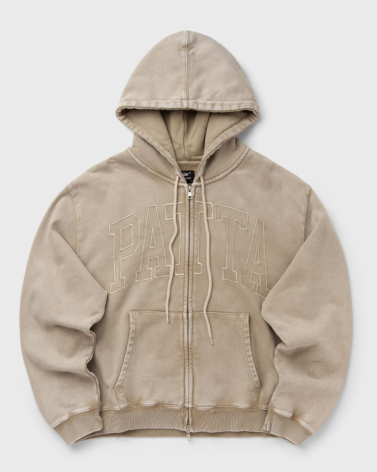 PATTA Patta Loopback Logo Zip Hooded Sweater, beige