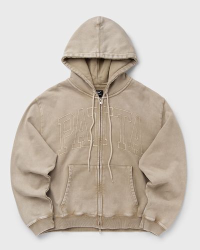 PATTA Patta Loopback Logo Zip Hooded Sweater, beige