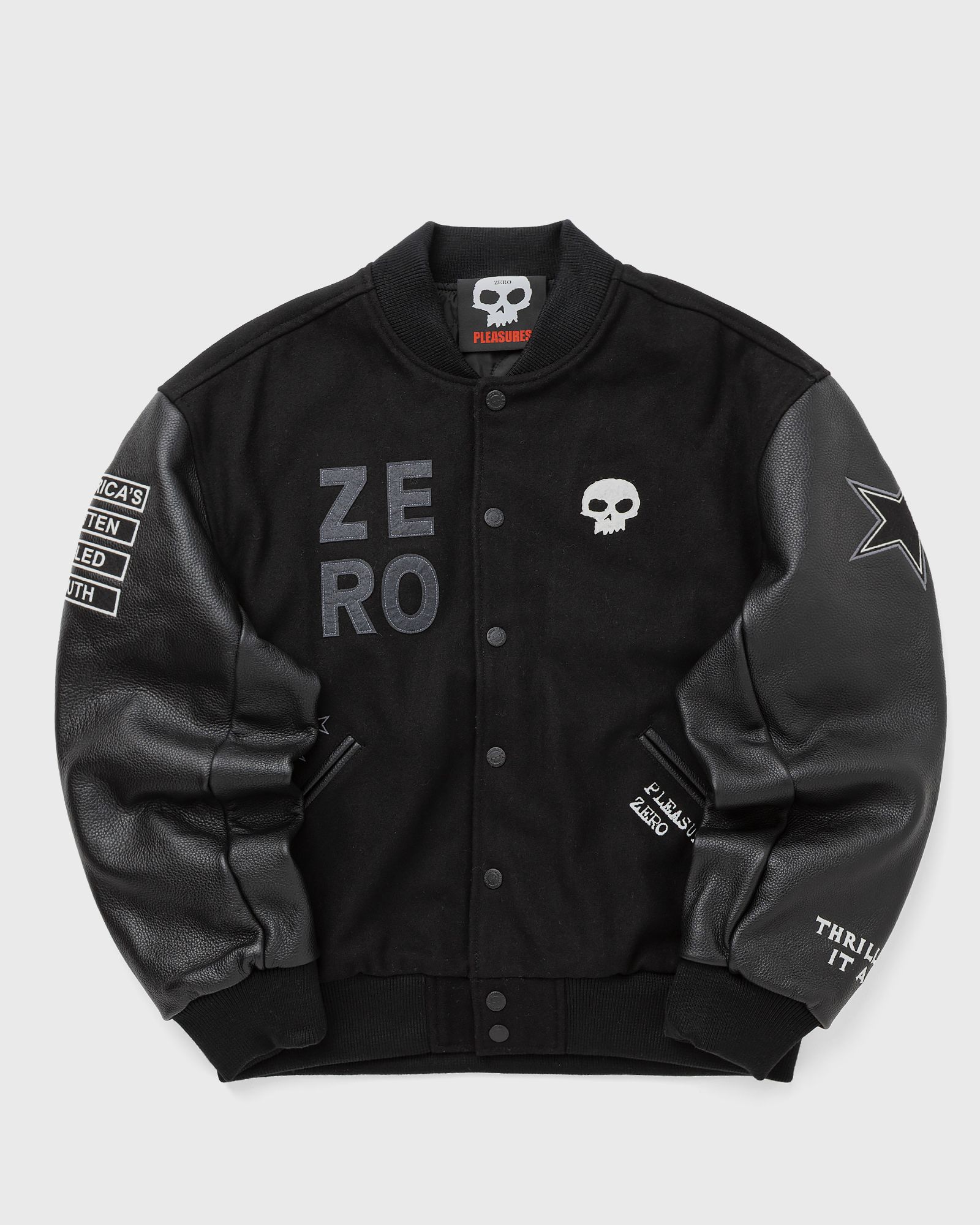 Pleasures ZERO PLEASURES VARSITY JACKET, black