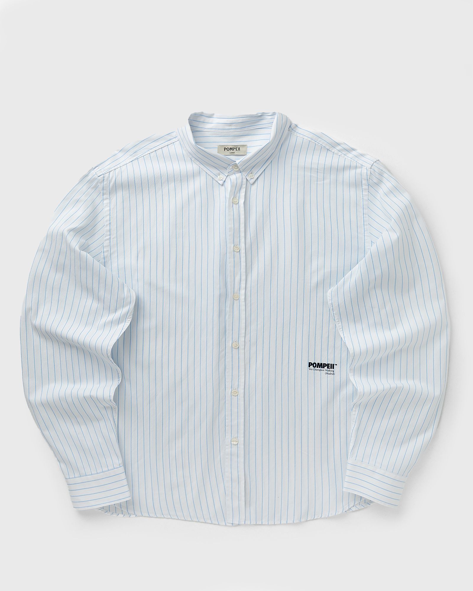 POMPEII POMPEII BLUE THIN STRIPE OXFORD SHIRT, blue