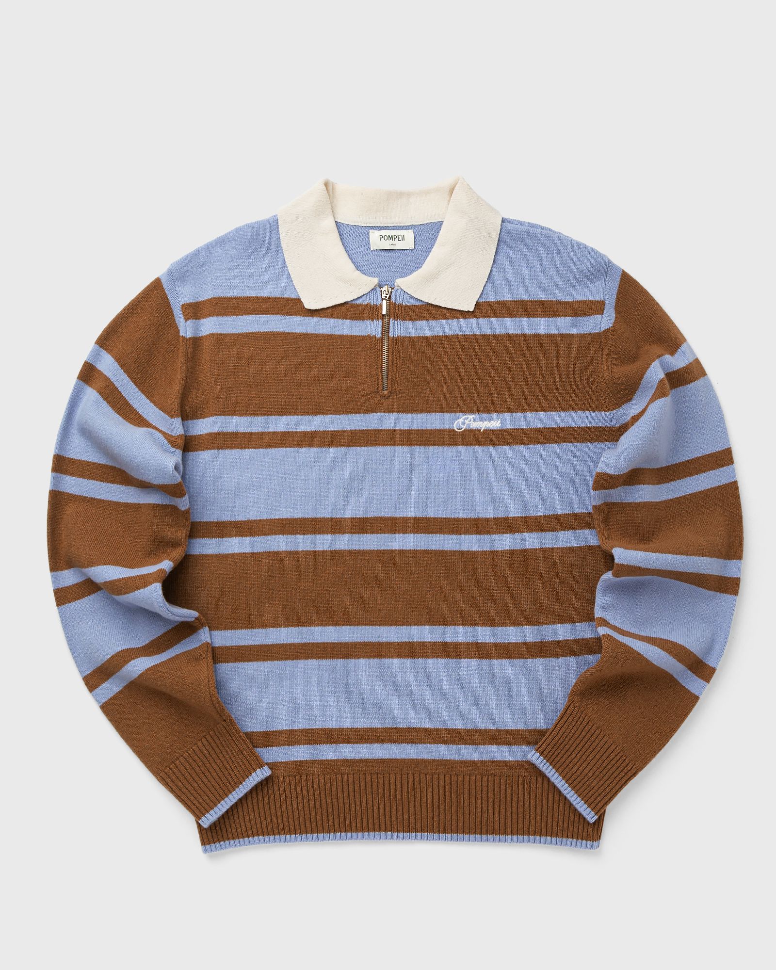 POMPEII RUGBY KNIT POLO, blue|brown
