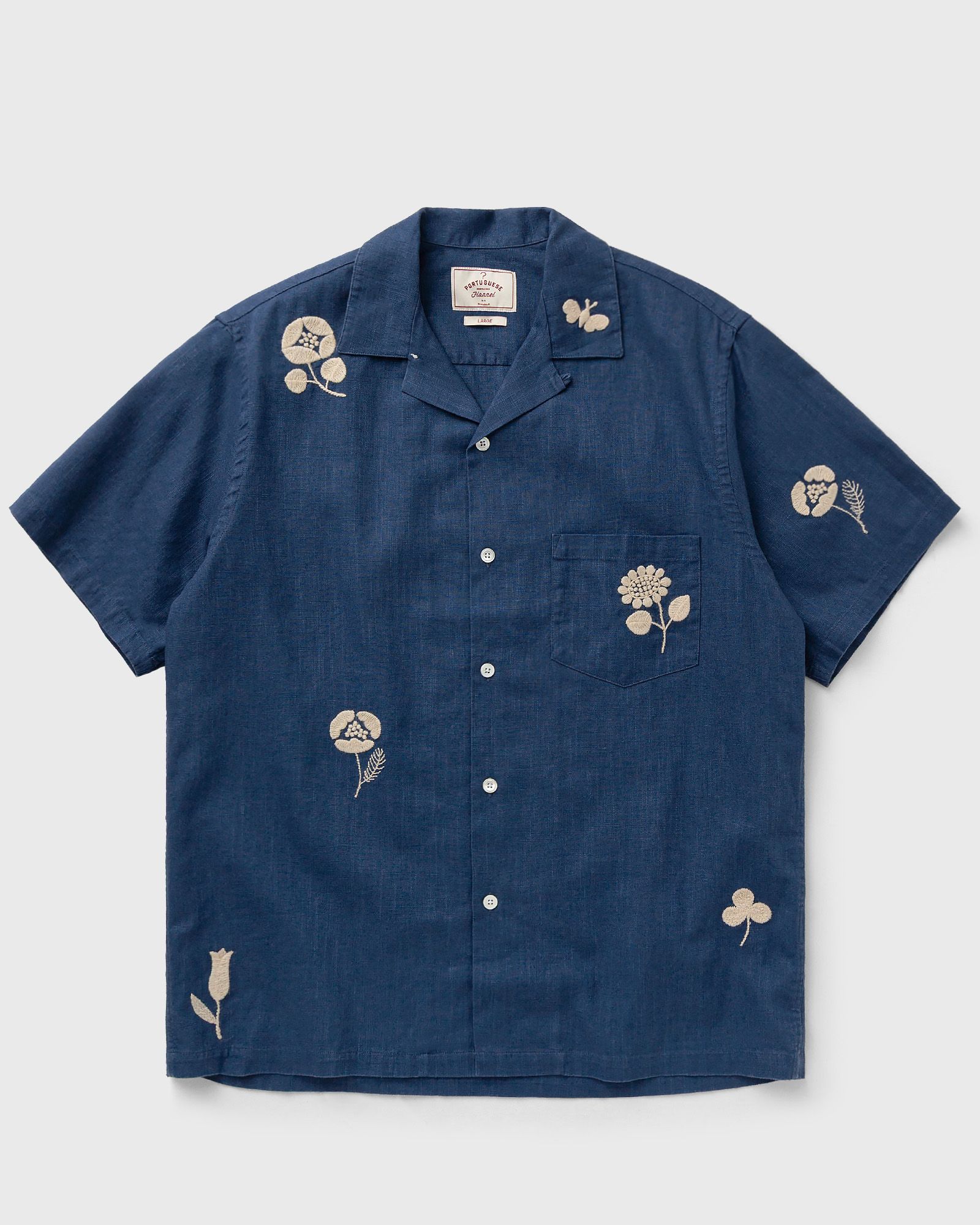 Portuguese Flannel Embroidery Nature Ramie, blue