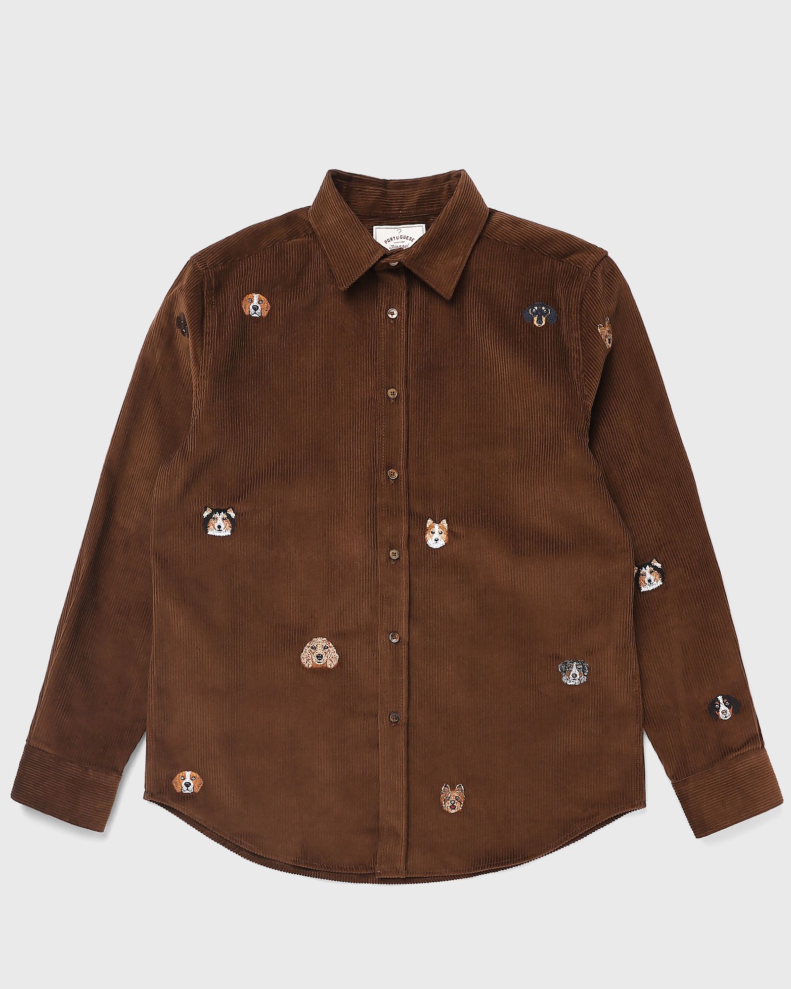 Portuguese Flannel Lobo Brown Embroidery, brown