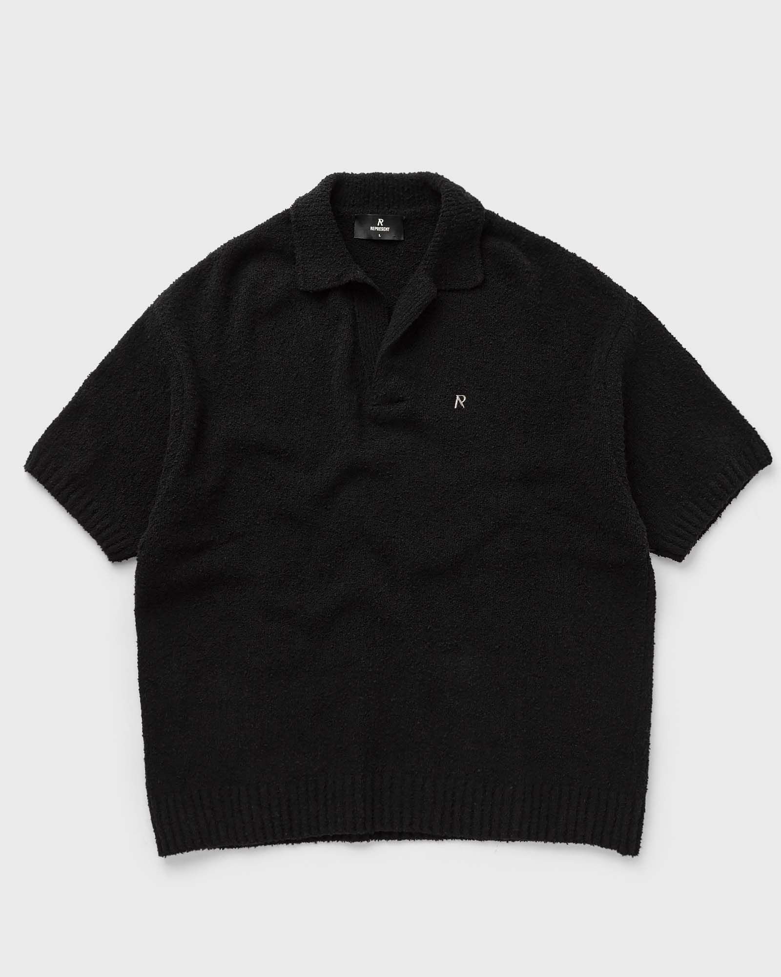 Represent BOUCLE TEXTURED KNIT POLO, black