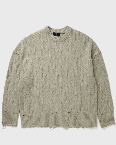 Represent DISTRESS KNIT SWEATER, grey