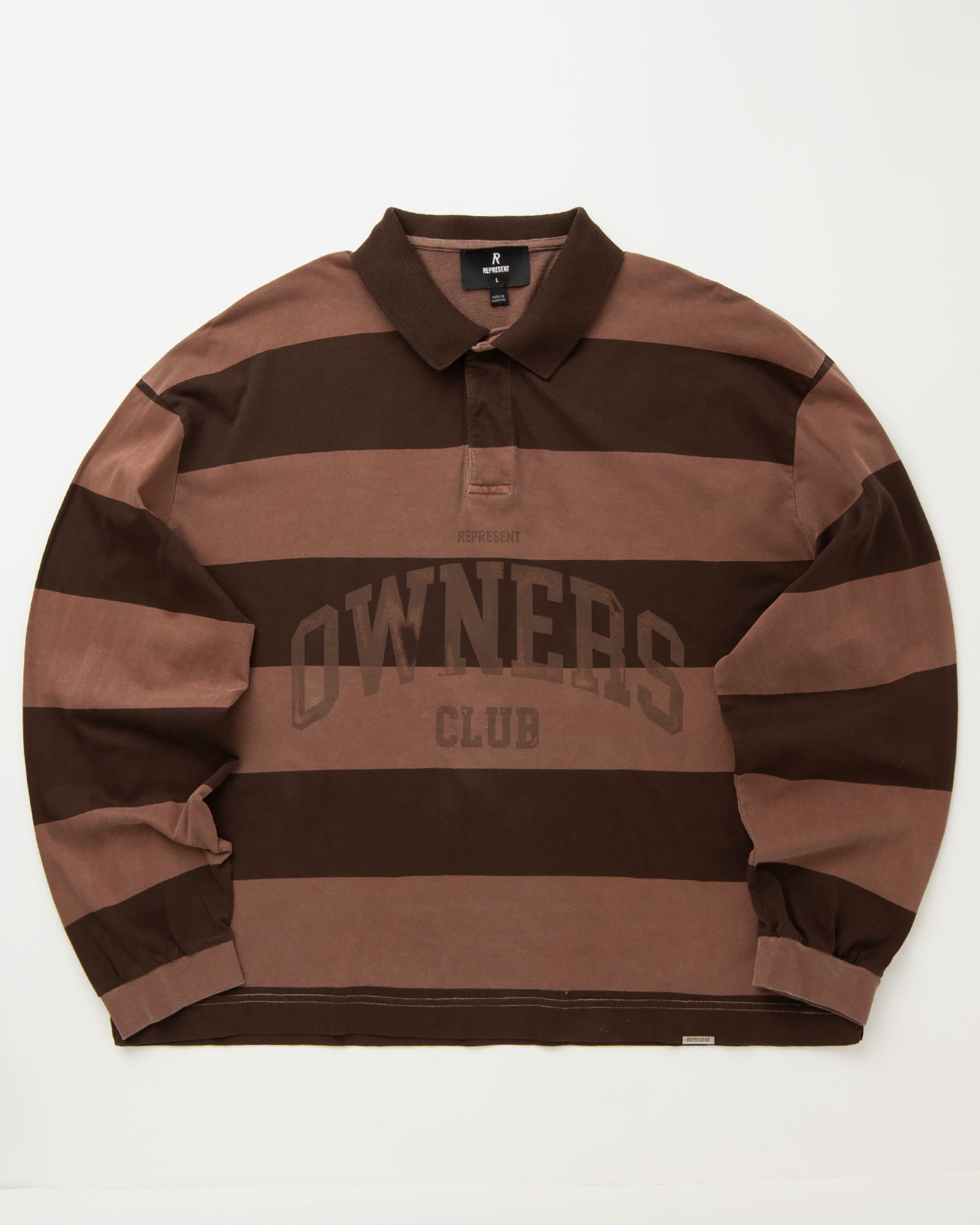 Represent OWNERS STRIPE RUGBY TOP, brown