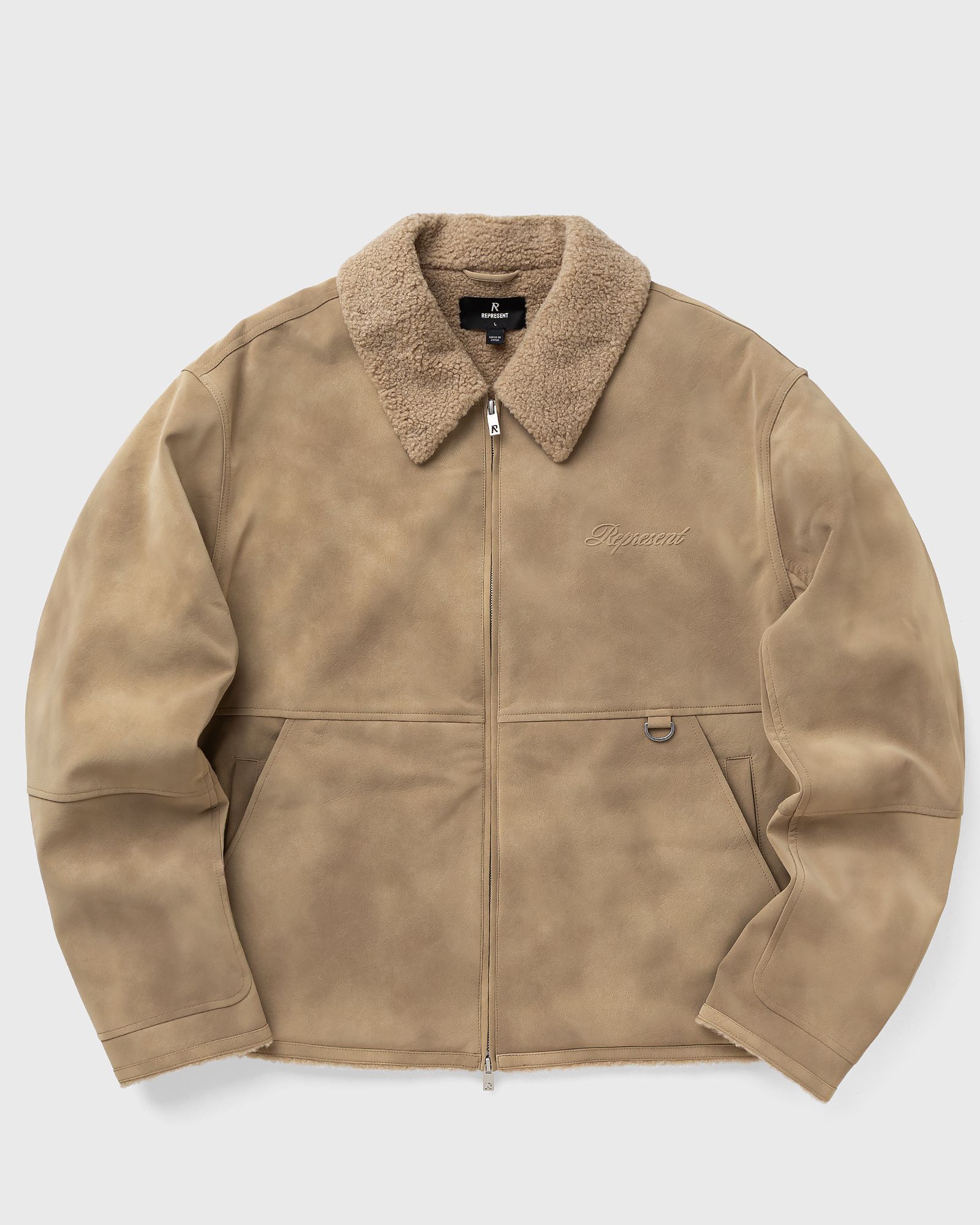 Represent Shearling Jacket, beige