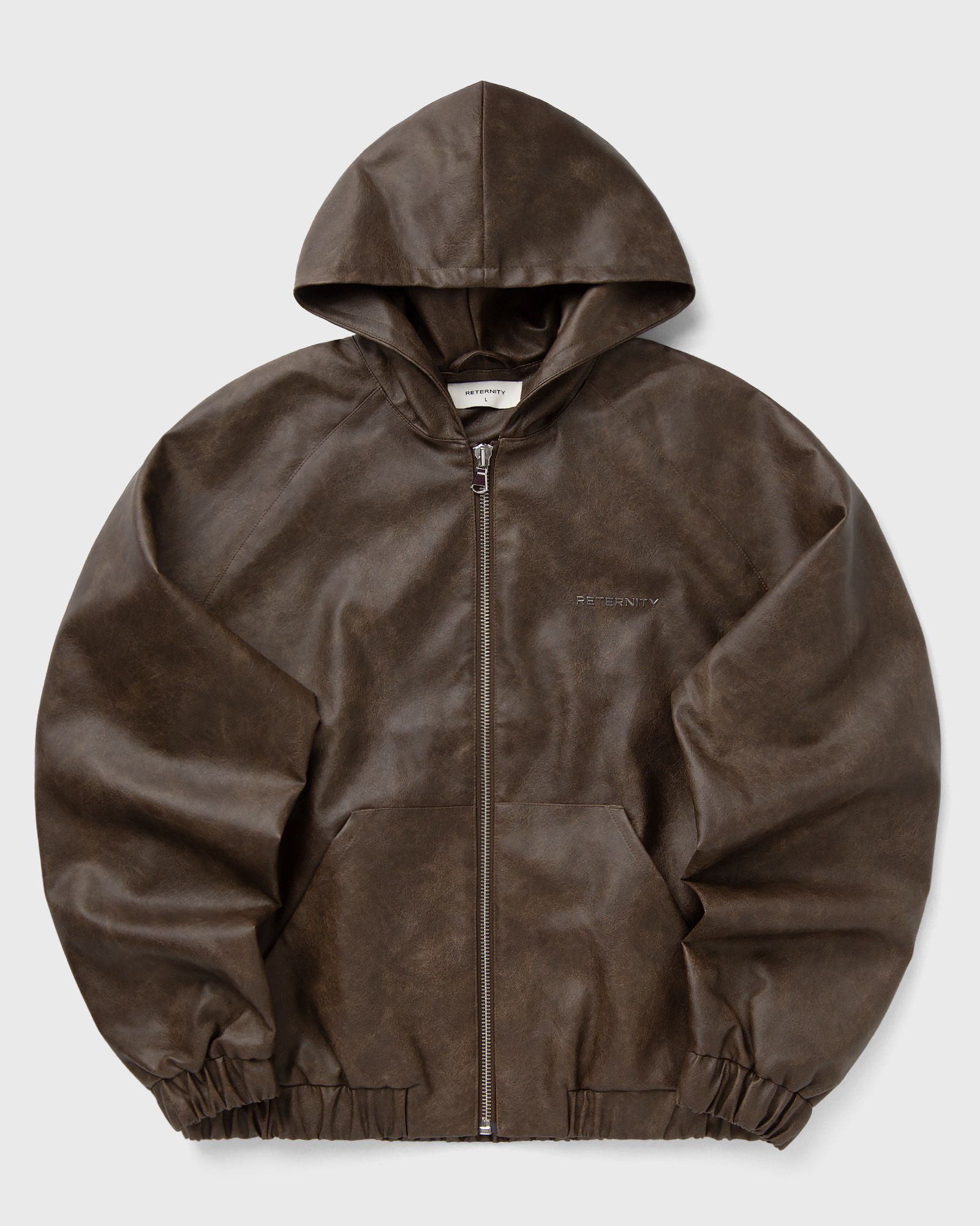 Reternity HOODED LEATHER JACKET, brown