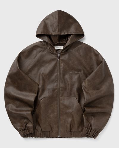 Reternity HOODED LEATHER JACKET, brown