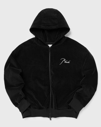 Rhude VELOUR CLASSIQUE ZIP-UP HOODIE, black