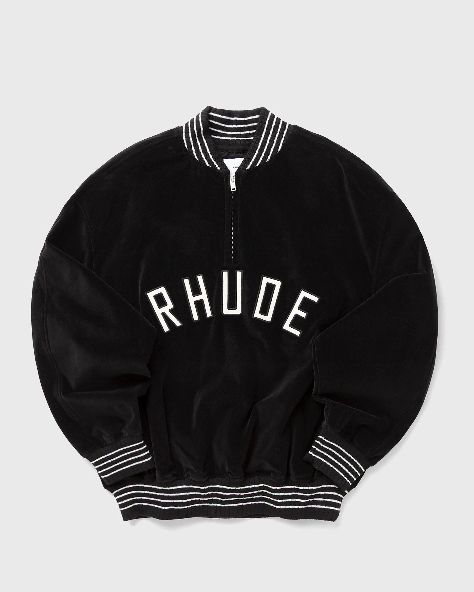 Rhude VELOUR TRACK QUARTER ZIP-UP, black