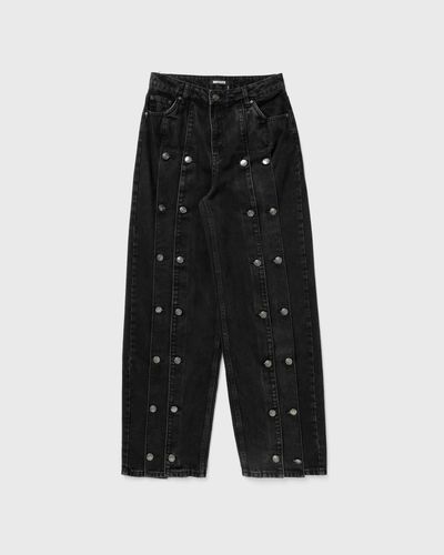 ROTATE Birger Christensen BUTTON DETAIL WIDE JEANS, black