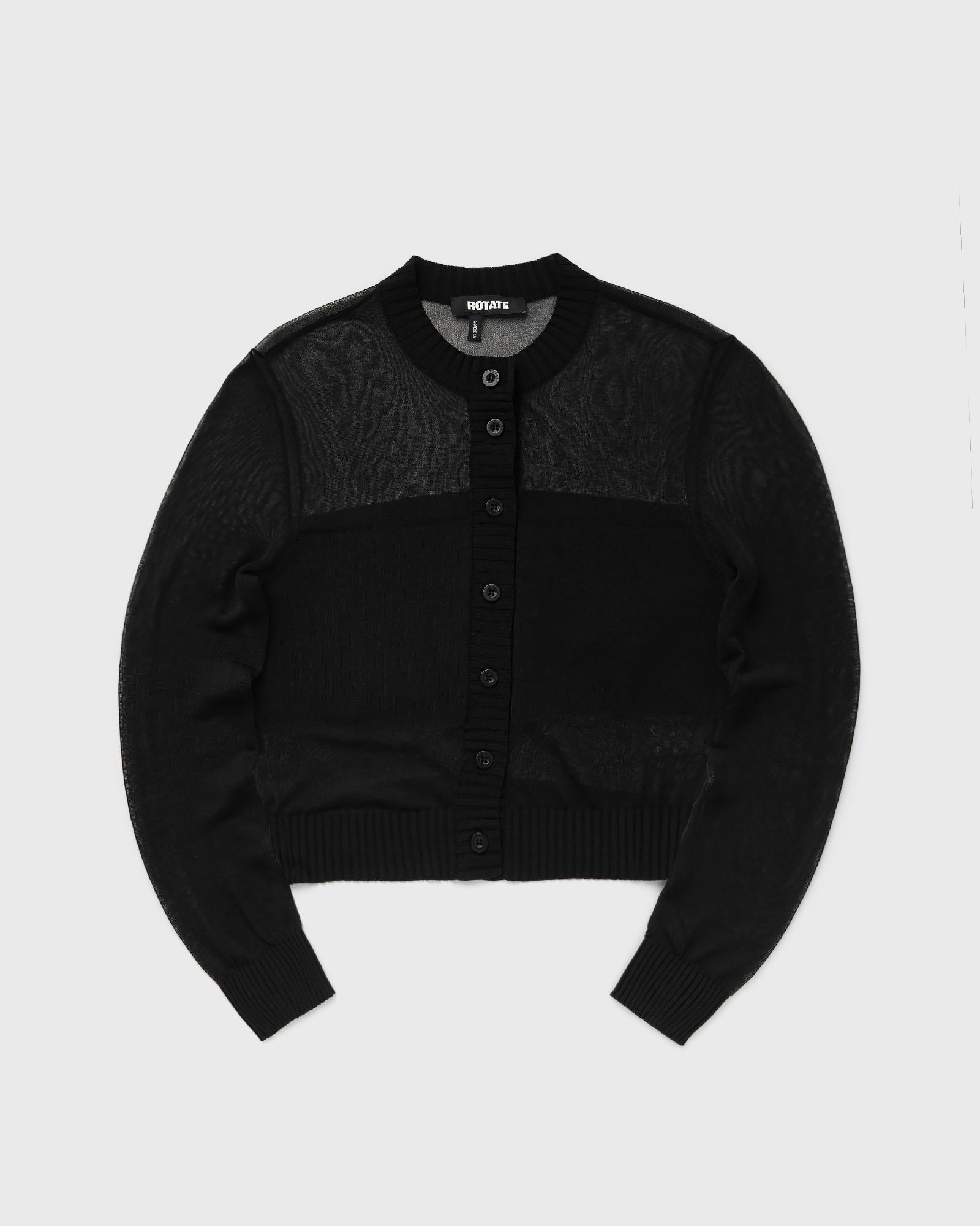 ROTATE Birger Christensen Sheer Knit Cardigan, black