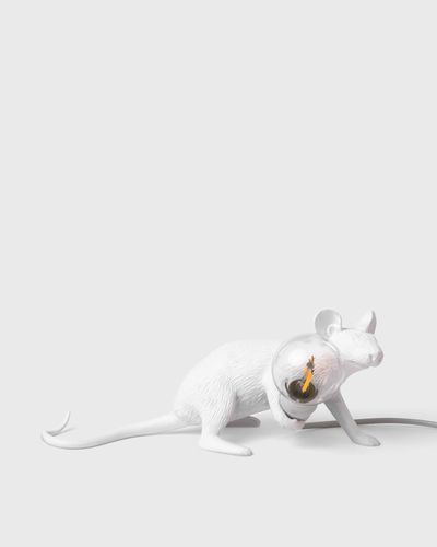 Seletti MOUSE LAMP#3-LOP RESIN LAMP - LIE DOWN USB - EU PLUG, white