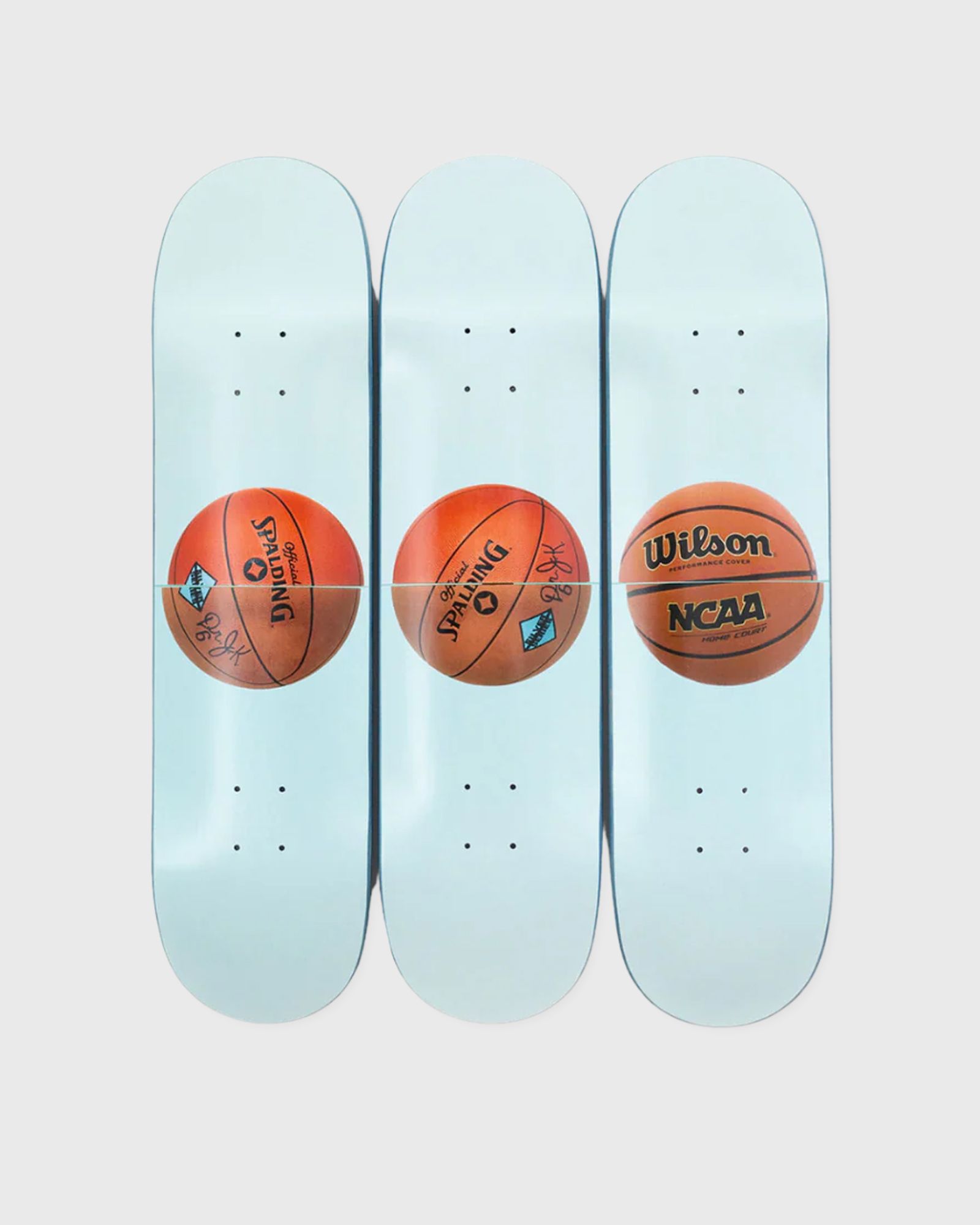 The Skateroom Three Ball 50/50 Tank (Two Spalding Dr. J Silver Series, Wilson Supershot) Skateboard, blue
