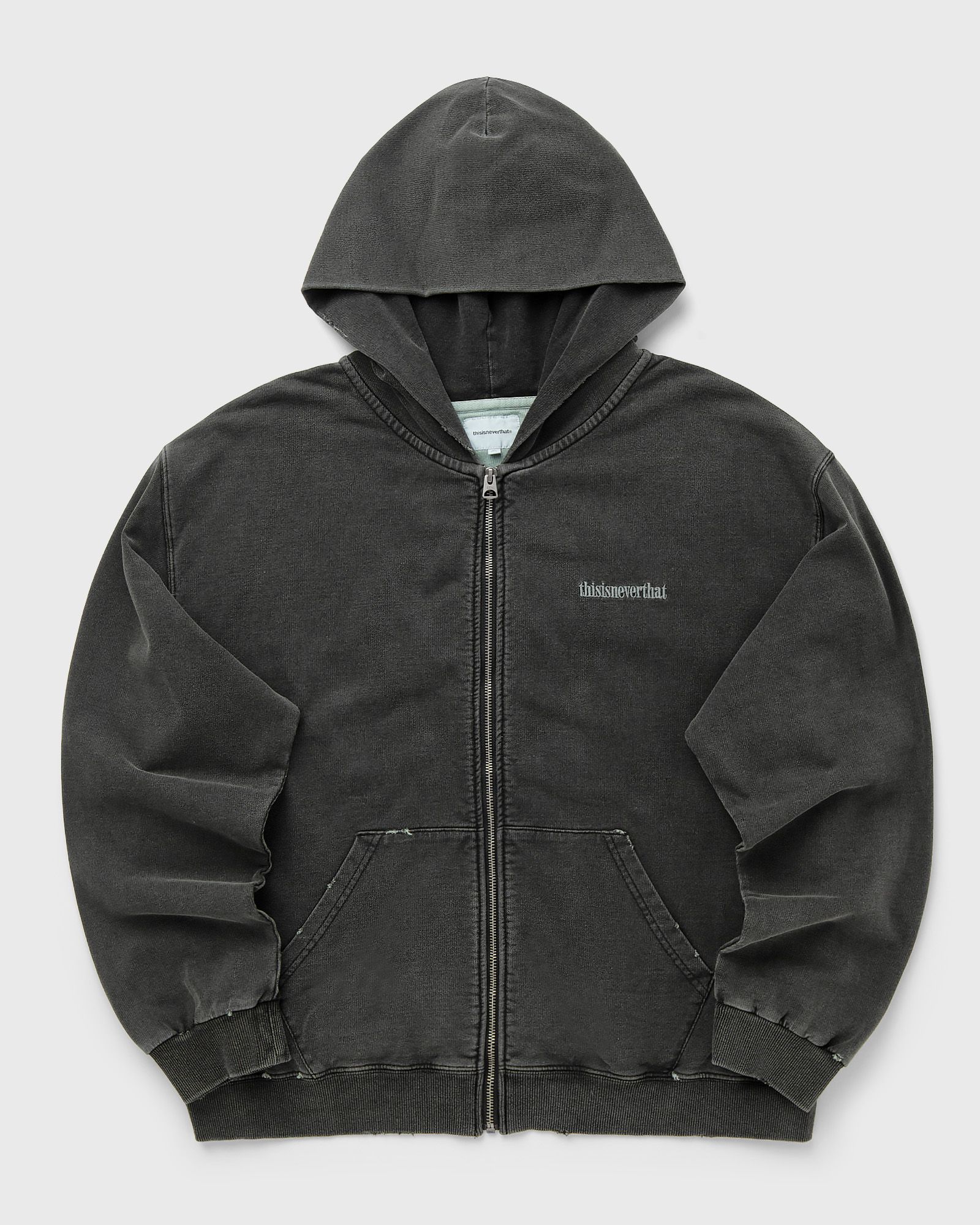 Thisisneverthat Damaged Zip Up Hoodie, black