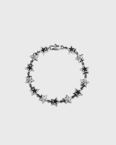 TwoJeys Black Enameled Stars Bracelet, silver