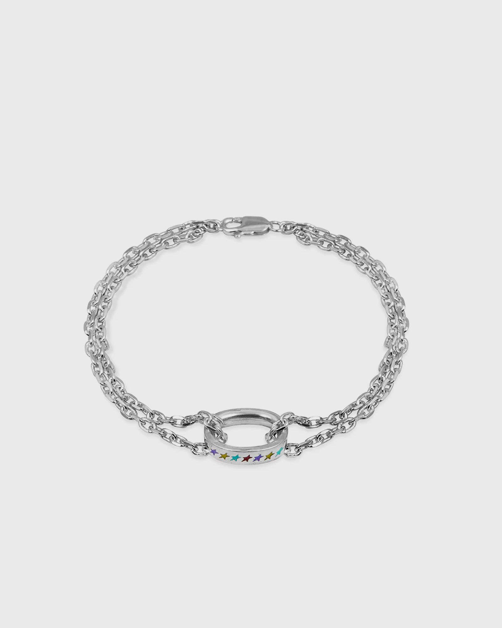 TwoJeys Enameled Multicolor Icon Link Bracelet Medium, silver