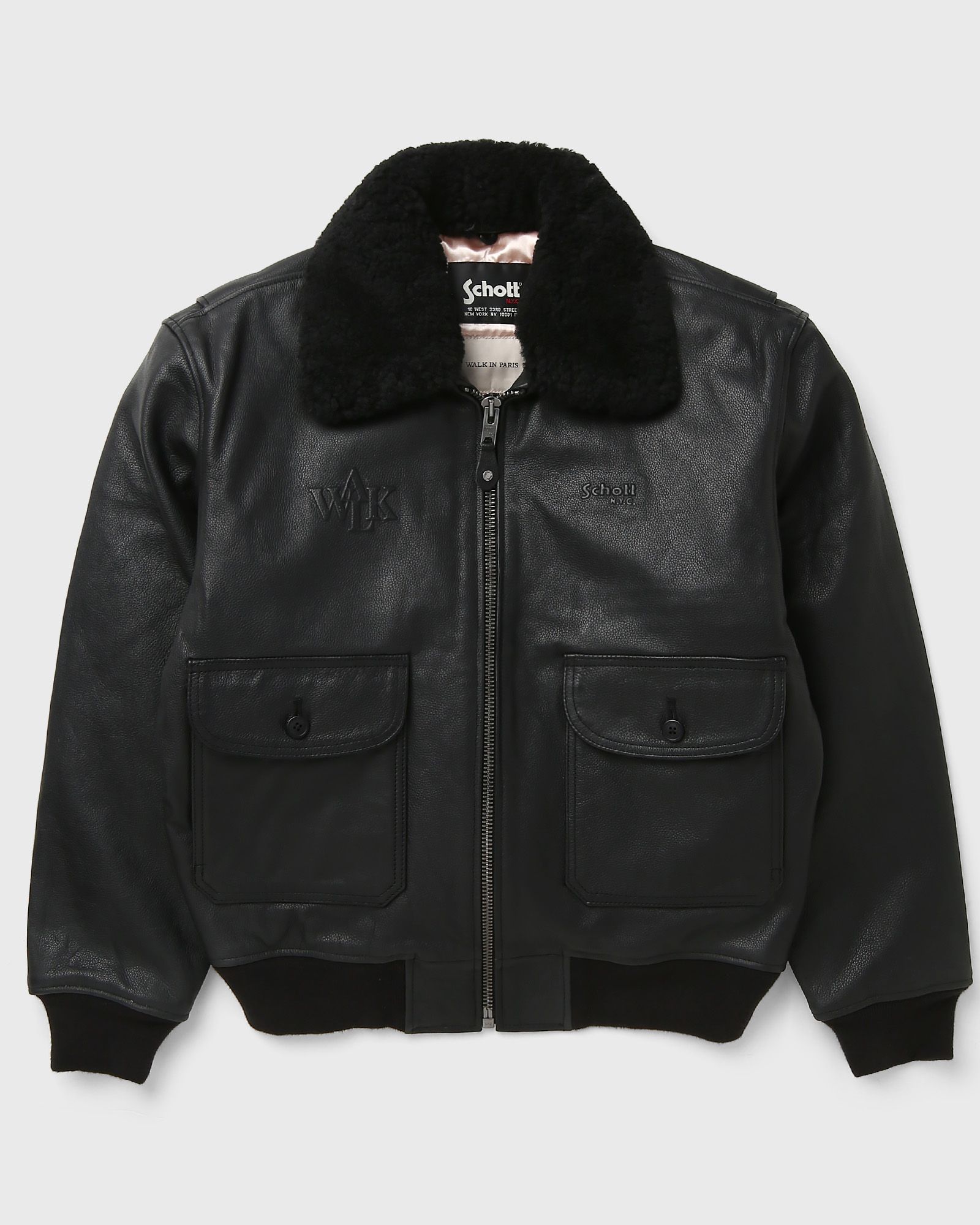 Walk in Paris X Schott NYC ® Leather Jacket with Front Embroidered Logo - WALK IN PARIS - gender_Man