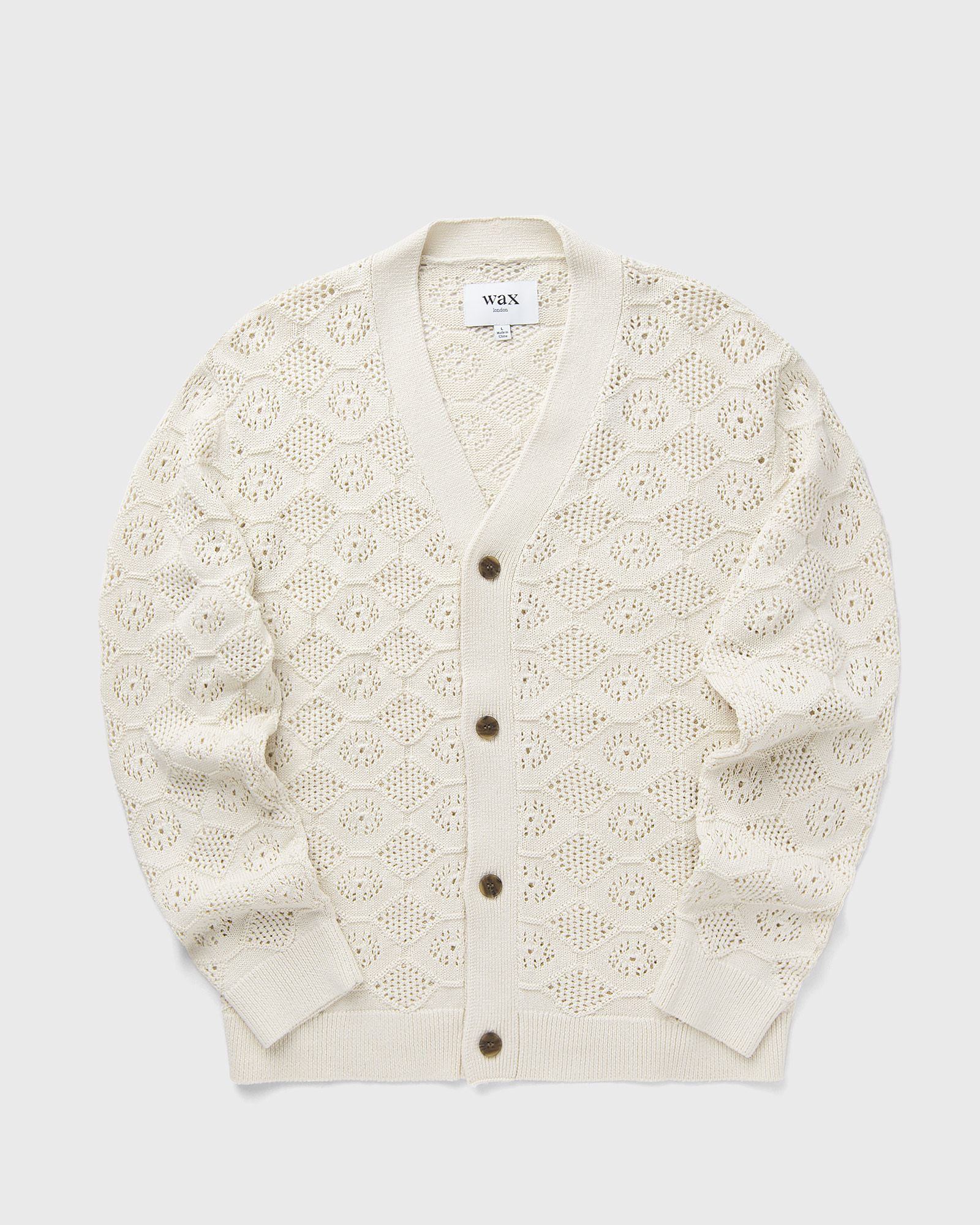 Wax London CROSBY CARDIGAN TAPE YARN POINTELLE, white