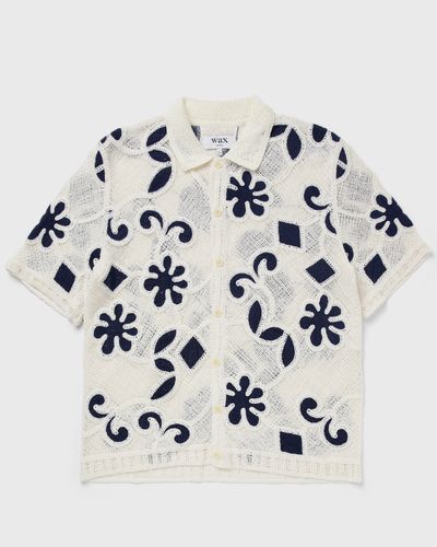 Wax London PORTO SS POLO DOODLE CROCHET, blue|beige