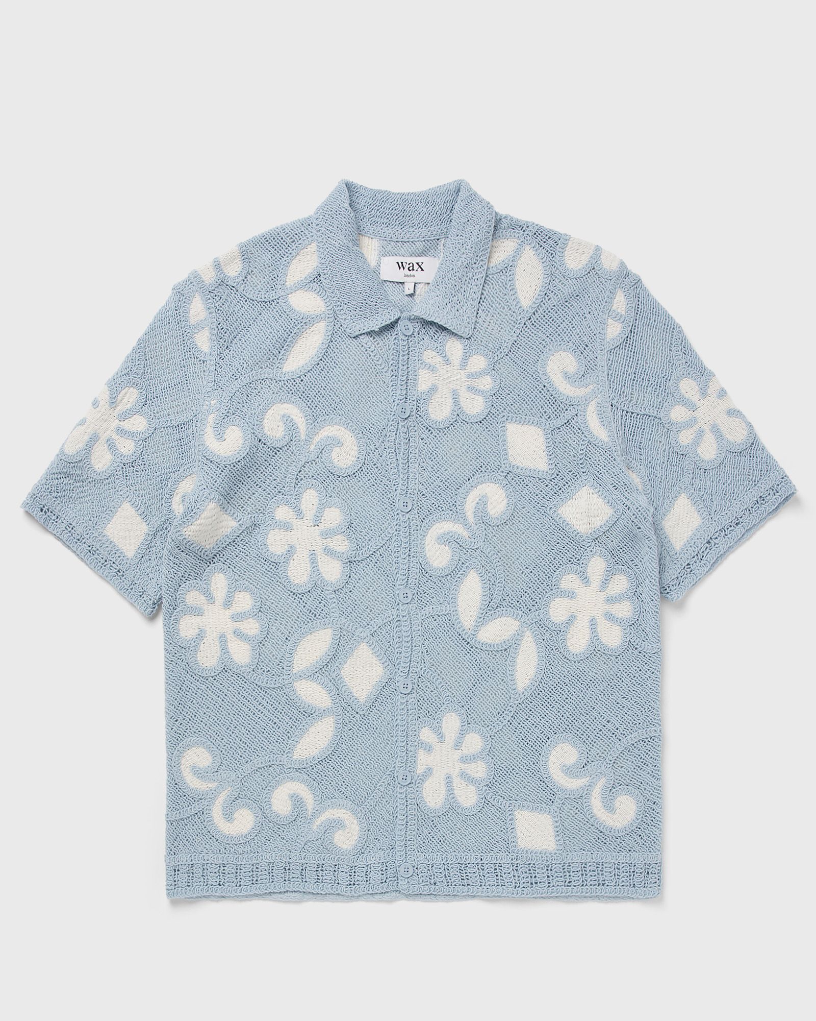 Wax London PORTO SS POLO DOODLE CROCHET, blue