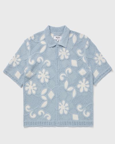 Wax London PORTO SS POLO DOODLE CROCHET, blue