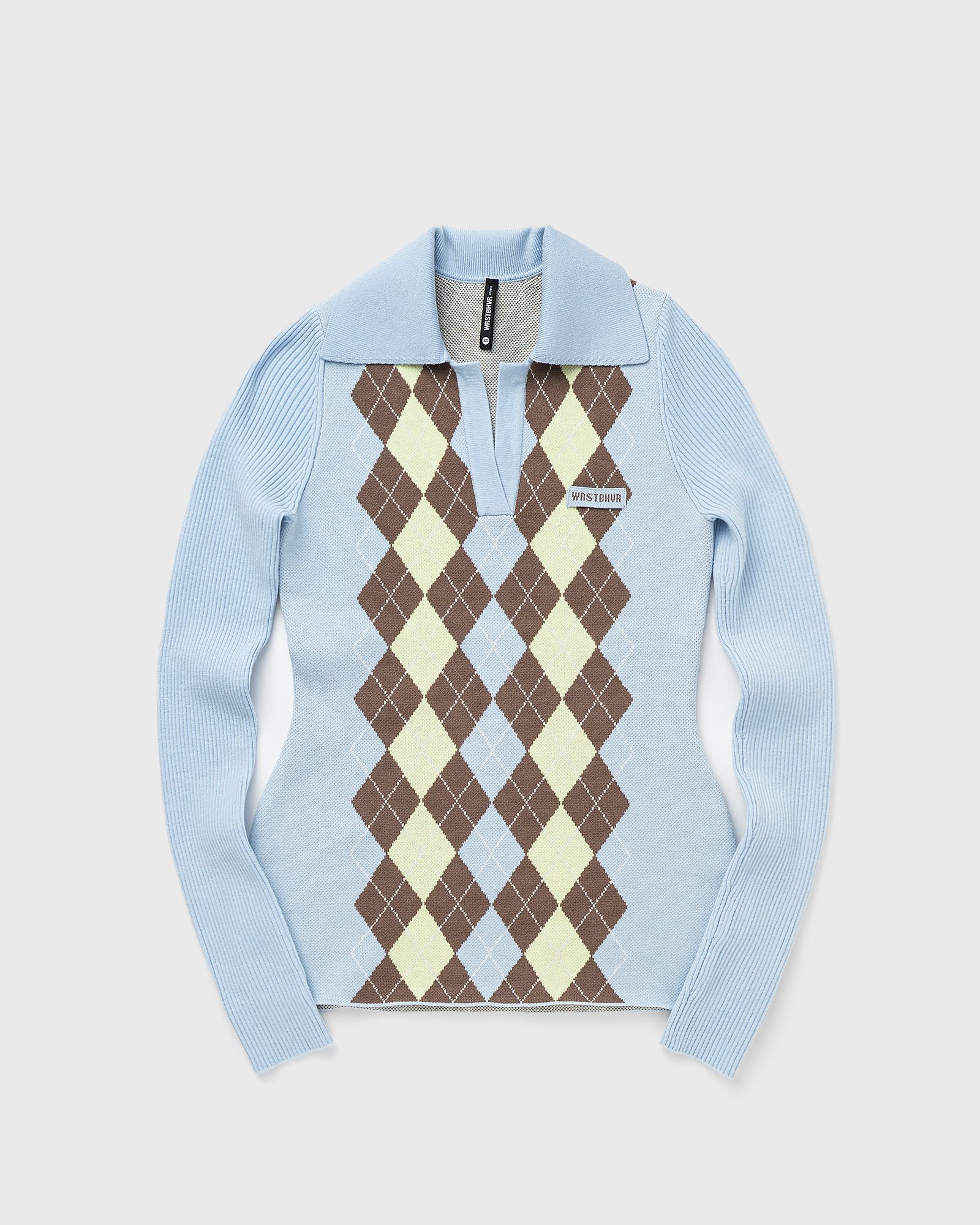 WRSTBHVR MAIRA POLO SWEATER, blue|brown