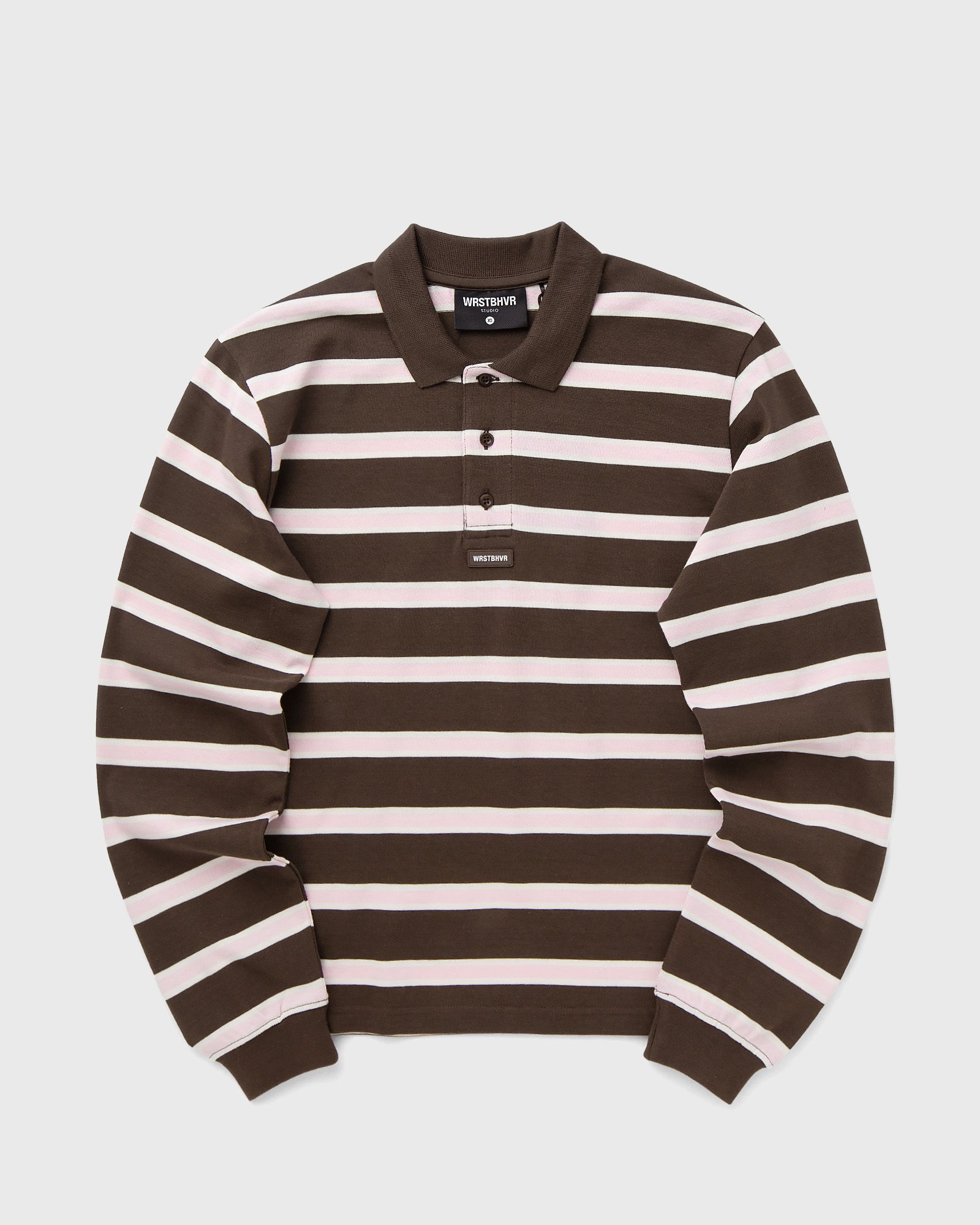 WRSTBHVR SETH POLO LONGSLEEVE, brown|white