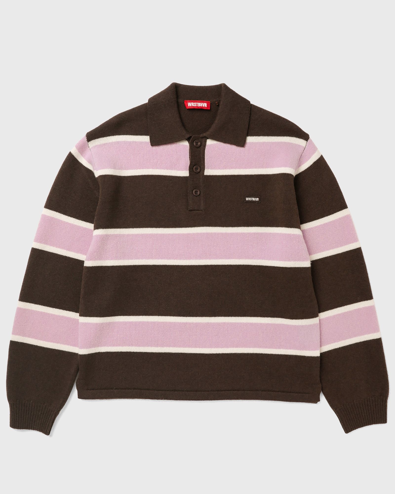 WRSTBHVR STEV POLO SWEATER, brown|pink